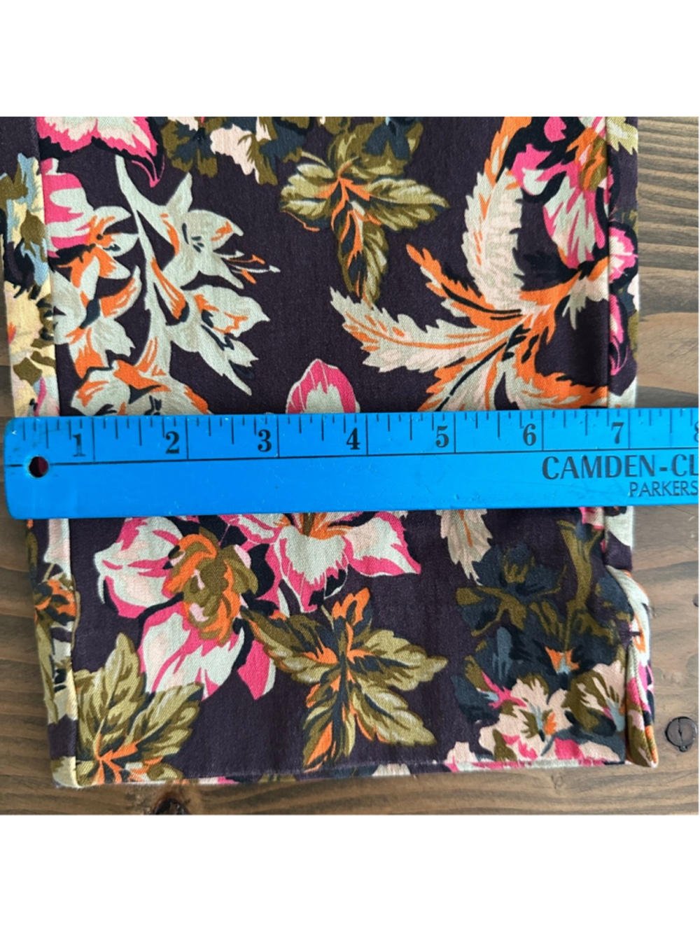 Soft Surroundings Floral Ankle Pants Womens L Brown Pink Stretch Crop - Picture 14 of 14